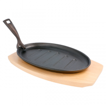 ASSIETTE CHAMPÊTRE OVALE + SUPPORT EN BOIS  27x18x2 CM NOIR FER (8 UNITÉ) - Garcia de Pou