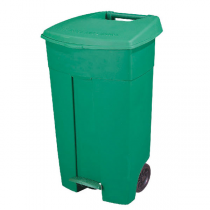 CONTENEUR AVEC COUVERCLE ET PÉDALE, 2 ROUES 130 L 55x37x84 CM VERT HDPE (1 UNITÉ) - Garcia de Pou