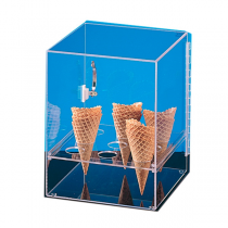 DISPLAY POUR 9 CORNETS DE GLACE AVEC PORTE  31x31x38 CM TRANSPARENT ACRYLIQUE (1 UNITÉ) - Garcia de Pou