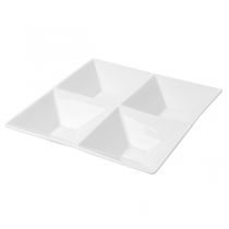 ASSIETTES CARRÉES 4 COMPARTIMENTS  24x24 CM BLANC PORCELAINE (12 UNITÉ) - Garcia de Pou