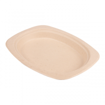 ASSIETTES OVALES "BIONIC"  23,3x16,5x2 CM NATUREL BAGASSE (800 UNITÉ) - Garcia de Pou