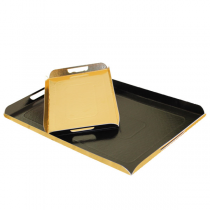 PLATEAUX AVEC ANSES  750 G/M2 28x42 CM NOIR/OR CARTON (100 UNITÉ) - Garcia de Pou