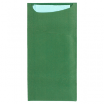 SACS COUVERTS + SERVIETTE "JUST IN TIME" 80 + 10PE G/M2 11,2x22,5 CM VERT KRAFT VERGÉ (400 UNITÉ) - Garcia de Pou