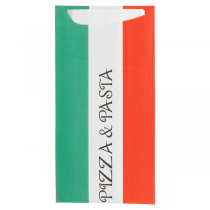 SACS COUVERTS + SERVIETTE "JUST IN TIME - PIZZA " PASTA" 90 + 10PE G/M2 11,2x22,5 CM BLANC CELLULOSE (400 UNITÉ) - Garcia de Pou