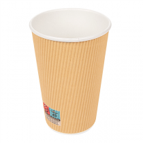 GOBELETS BOISSONS CHAUDES DOUBLE PAROI, KRAFT ONDULÉ 480 ML 300 + 250 + 18 PE G/M2 Ø9/6x13,4 CM MARRON CARTON (500 UNITÉ) - Garcia de Pou