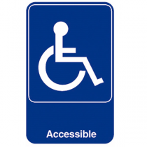 PLAQUE AUTOADHESIVE "ACCESSIBLE"  15,3x23 CM BLEU METACRYLATE (1 UNITÉ) - Garcia de Pou