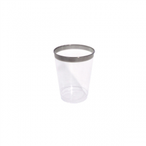 12 VERRES AVEC LISERÉ ARGENTÉ 270 ML  TRANSPARENT PS (30 UNITÉ) - Garcia de Pou