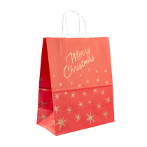 SACS SOS AVEC ANSES "MERRY CHRISTMAS" 80 G/M2 20+10x29 CM ROUGE CELLULOSE (250 UNITÉ) - Garcia de Pou