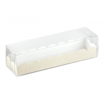 BOÎTES MACARONS + BASES BRISTOL  19x5x5 CM TRANSPARENT PVC (200 UNITÉ) - Garcia de Pou