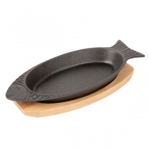 ASSIETTE POISSON + SUPPORT EN BOIS  32x13 CM NOIR FER (8 UNITÉ) - Garcia de Pou