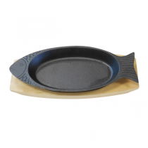 ASSIETTE POISSON + SUPPORT EN BOIS  48x19,5 CM NOIR FER (6 UNITÉ) - Garcia de Pou