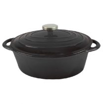 COCOTTE OVALE AVEC COUVERCLE 5,5 L 30 CM NOIR FER (2 UNITÉ) - Garcia de Pou