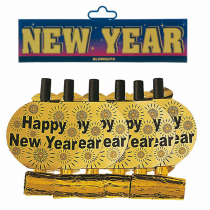 6 LANGUES DE BELLE-MERE "HAPPY NEW YEAR"  34x3 CM DORE (24 UNITÉ) - Garcia de Pou