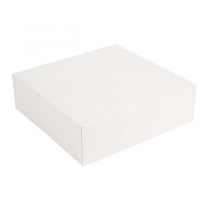 BOÎTES PATISSERIES SANS FENÊTRE "THEPACK" 250 G/M2 30x30x8 CM BLANC CARTON ONDULÉ NANO-MICRO (100 UNITÉ)