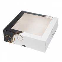 BOÎTES PÂTISSERIES AVEC FENÊTRE "THEPACK CLASSIC" 250 G/M2 23x23x7,5 CM BLANC CARTON ONDULÉ NANO-MICRO (50 UNITÉ) - Garcia de Pou