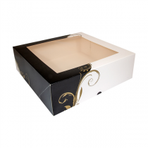 BOÎTES PÂTISSERIES AVEC FENÊTRE "THEPACK CLASSIC" 250 G/M2 32x32x10 CM BLANC CARTON ONDULÉ NANO-MICRO (50 UNITÉ) - Garcia de Pou