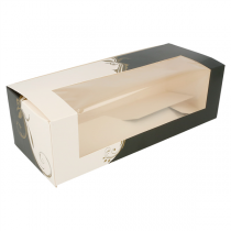 BOÎTES PÂTISSERIES AVEC FENÊTRE "THEPACK CLASSIC" 250 G/M2 26x11x8 CM BLANC CARTON ONDULÉ NANO-MICRO (50 UNITÉ) - Garcia de Pou