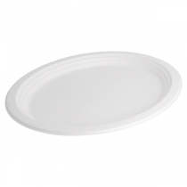 ASSIETTES OVALES "BIONIC"  32x25,5x2,1 CM BLANC BAGASSE (500 UNITÉ) - Garcia de Pou