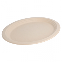 ASSIETTES OVALES "BIONIC"  32x25,5x2,1 CM NATUREL BAGASSE (500 UNITÉ) - Garcia de Pou