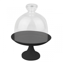 STAND POUR GATEAUX + COUVERCLE VERRE  Ø 24,5x30 CM NOIR METAL (1 UNITÉ) - Garcia de Pou