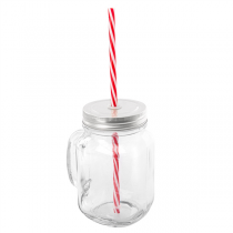 PICHET + COUVERCLE + PAILLE 450 ML Ø 8x13 CM TRANSPARENT VERRE (24 UNITÉ) - Garcia de Pou