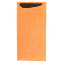 SACS COUVERTS + SERVIETTE AIRLAID NOIR 33x40 CM "JUST IN TIME" 90 + 10PE G/M2 11,2x22,5 CM ORANGE CELLULOSE (250 UNITÉ) - Garcia de Pou