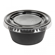 50 PETITS POTS + 50 COUVERCLES 100 ML Ø7,4x3,5 CM NOIR PP (24 UNITÉ) - Garcia de Pou