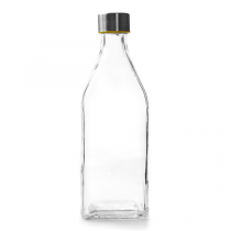 BOUTEILLE + BOUCHON ACIER 1 L Ø 8,8x25,8 CM TRANSPARENT VERRE (12 UNITÉ) - Garcia de Pou