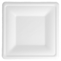 ASSIETTES CARRÉES "BIONIC"  16x16x1,5 CM BLANC BAGASSE (500 UNITÉ) - Garcia de Pou