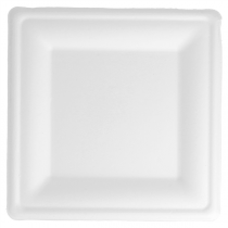 ASSIETTES CARRÉES "BIONIC"  20x20x1,5 CM BLANC BAGASSE (500 UNITÉ) - Garcia de Pou