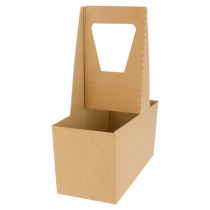 PORTE-GOBELETS, 2 GOBELETS  300 G/M2 18x8x24 CM NATUREL CARTON ONDULÉ MICROCANAL (200 UNITÉ) - Garcia de Pou