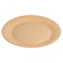 ASSIETTES RONDES EN RELIEF BIO-LAQUÉES  260 G/M2 Ø 18 CM NATUREL CARTON (400 UNITÉ)