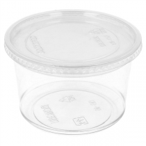 POTS TRAITEUR + COUVERCLES 375 ML Ø11,7x6,1 CM TRANSPARENT PET (250 UNITÉ)