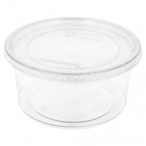 POTS TRAITEUR + COUVERCLES 500 ML Ø11,7x7,5 CM TRANSPARENT PET (250 UNITÉ)