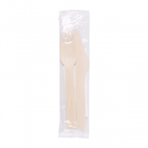 SET FOURCHETTE, COUTEAU, SERVIETTE "MAKAN"  16 CM NATUREL BOIS (100 UNITÉ) - Garcia de Pou