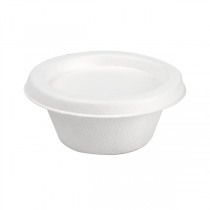 MINI POTS + COUVERCLES "BIONIC" 60 ML Ø 6,9x3+0,7 CM BLANC BAGASSE (1000 UNITÉ) - Garcia de Pou