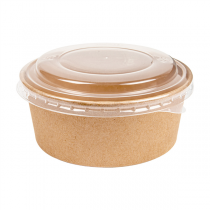 COMBO SALADIERS + COUVERCLES PET 750 ML 300 + 18 PE G/M2 Ø15/12,8x5 CM NATUREL KRAFT (200 UNITÉ) - Garcia de Pou