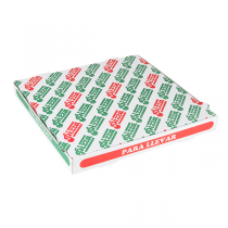 BOÎTES PIZZA "THEPACK" 330 G/M2 33x33x3,8 CM BLANC CARTON ONDULÉ MICROCANAL (100 UNITÉ) - Garcia de Pou