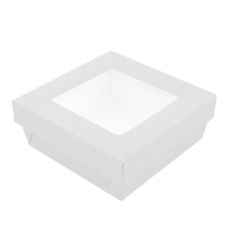 PETITES BO&Icirc;TES+COUVERCLES AVEC F&Ecirc;NETRE 500 ML - 16,6 oz 300 + 18 PE G/M2 12x12x5 CM BLANC CARTON (250 UNIT&Eacute;)