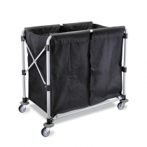 CHARIOT PLIABLE POUR BLANCHISSERIE 2 X 50 L 97x58x86 CM NOIR ACIER (1 UNITÉ) - Garcia de Pou