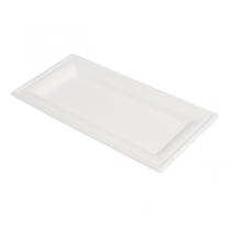 ASSIETTES RECTANGULAIRES "BIONIC"  26x13 CM BLANC BAGASSE (500 UNITÉ) - Garcia de Pou