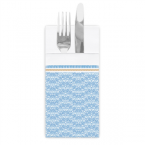 SERVIETTES KANGOUROU "LIKE LINEN - AZUR" 70 G/M2 40x40 CM BLANC/BLEU SPUNLACE (700 UNITÉ) - Garcia de Pou