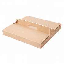 BOÎTES AVEC ANSE "THEPACK" 330 G/M2 32x32x3,8 CM NATUREL CARTON ONDULÉ MICROCANAL (100 UNITÉ) - Garcia de Pou