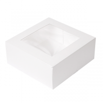 BOÎTES PATISSERIES AVEC FENÊTRE "THEPACK" 250 G/M2 + OPP 18x18x7,5 CM BLANC CARTON ONDULÉ NANO-MICRO (200 UNITÉ) - Garcia de Pou