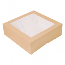 BOÎTES PÂTISSERIES AVEC FENÊTRE "THEPACK" 240 G/M2 + OPP 32x32x10 CM NATUREL CARTON ONDULÉ NANO-MICRO (100 UNITÉ) - Garcia de Pou