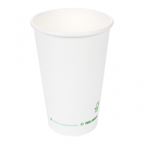 GOBELETS EN PAPIER 1 PAROI "PLASTIC FREE" 480 ML 300 G/M2 Ø9/6x13,2 CM BLANC CARTON (1000 UNITÉ) - Garcia de Pou