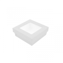 PETITES BOÎTES+COUVERCLES AVEC FÊNETRE "THEPACK" 500 ML 230 G/M2 + 12PP + OPP 12x12x5 CM BLANC CARTON ONDULÉ NANO-MICRO (250 UNITÉ) - Garcia de Pou