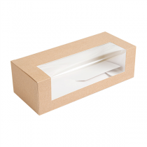 BOÎTES PÂTISSERIES AVEC FENÊTRE "THEPACK" 240 G/M2 + OPP 26x11x8 CM NATUREL CARTON ONDULÉ NANO-MICRO (300 UNITÉ) - Garcia de Pou