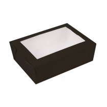 BOÎTES AVEC FENÊTRE "THEPACK" 1000 ML 230 G/M2 + OPP 12x17x5,5 CM NOIR CARTON ONDULÉ NANO-MICRO (200 UNITÉ) - Garcia de Pou