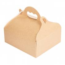 BOÎTES AVEC ANSES PÂTISSERIE "THEPACK" 240 G/M2 16x18x7 CM NATUREL CARTON ONDULÉ NANO-MICRO (200 UNITÉ) - Garcia de Pou